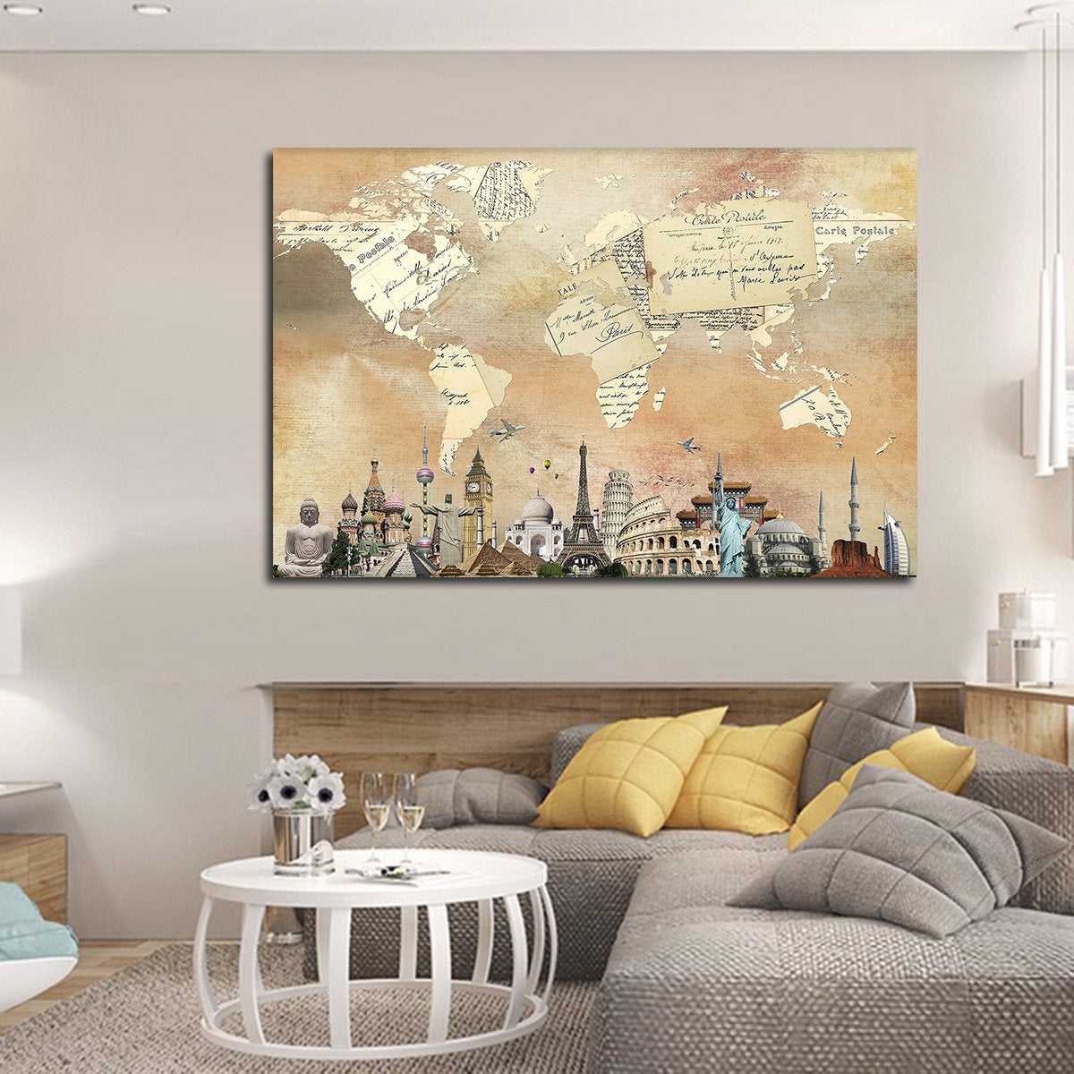 Postcard Map Masterpiece Multi Panel Canvas Wall Art