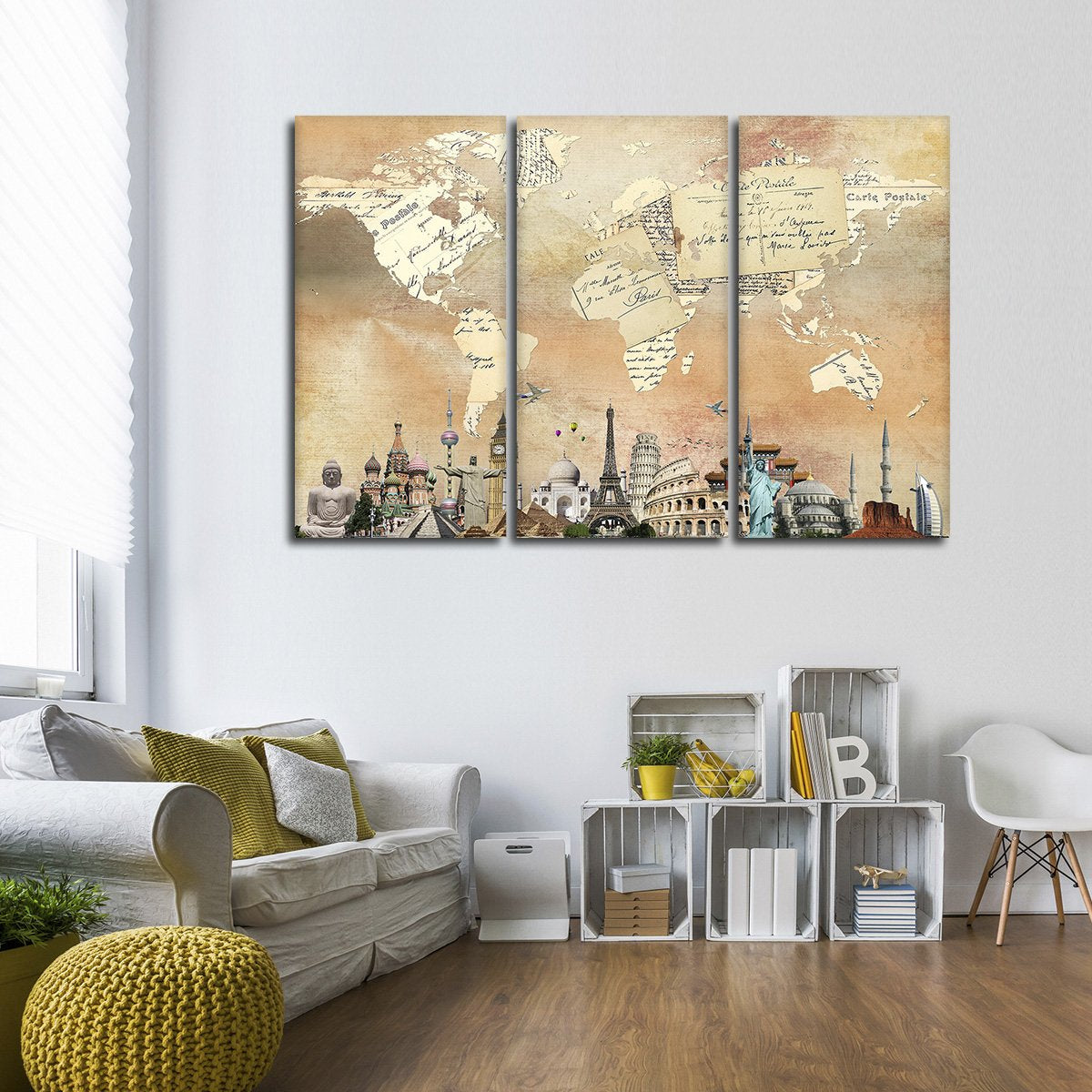 Postcard Map Masterpiece Multi Panel Canvas Wall Art