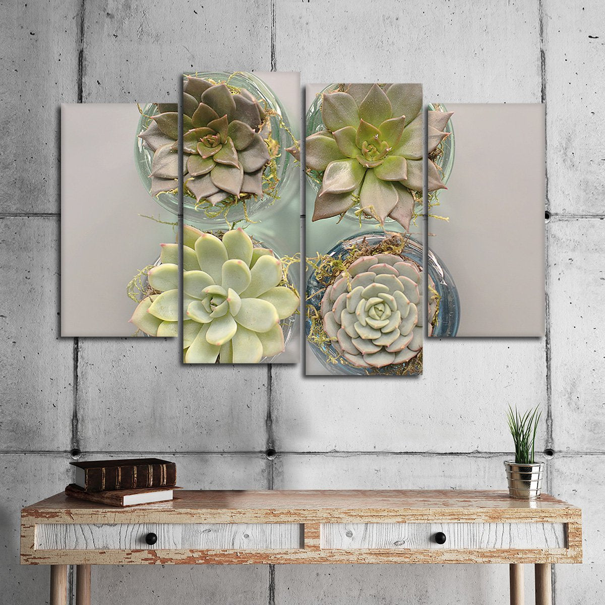 Potted Succulents Multi Panel Canvas Wall Art