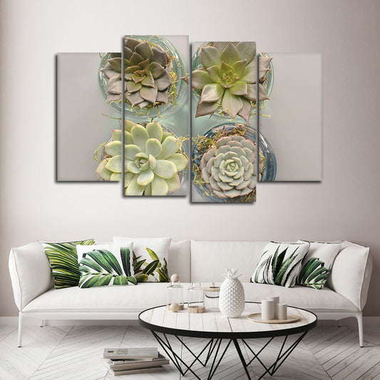 Potted Succulents Multi Panel Canvas Wall Art