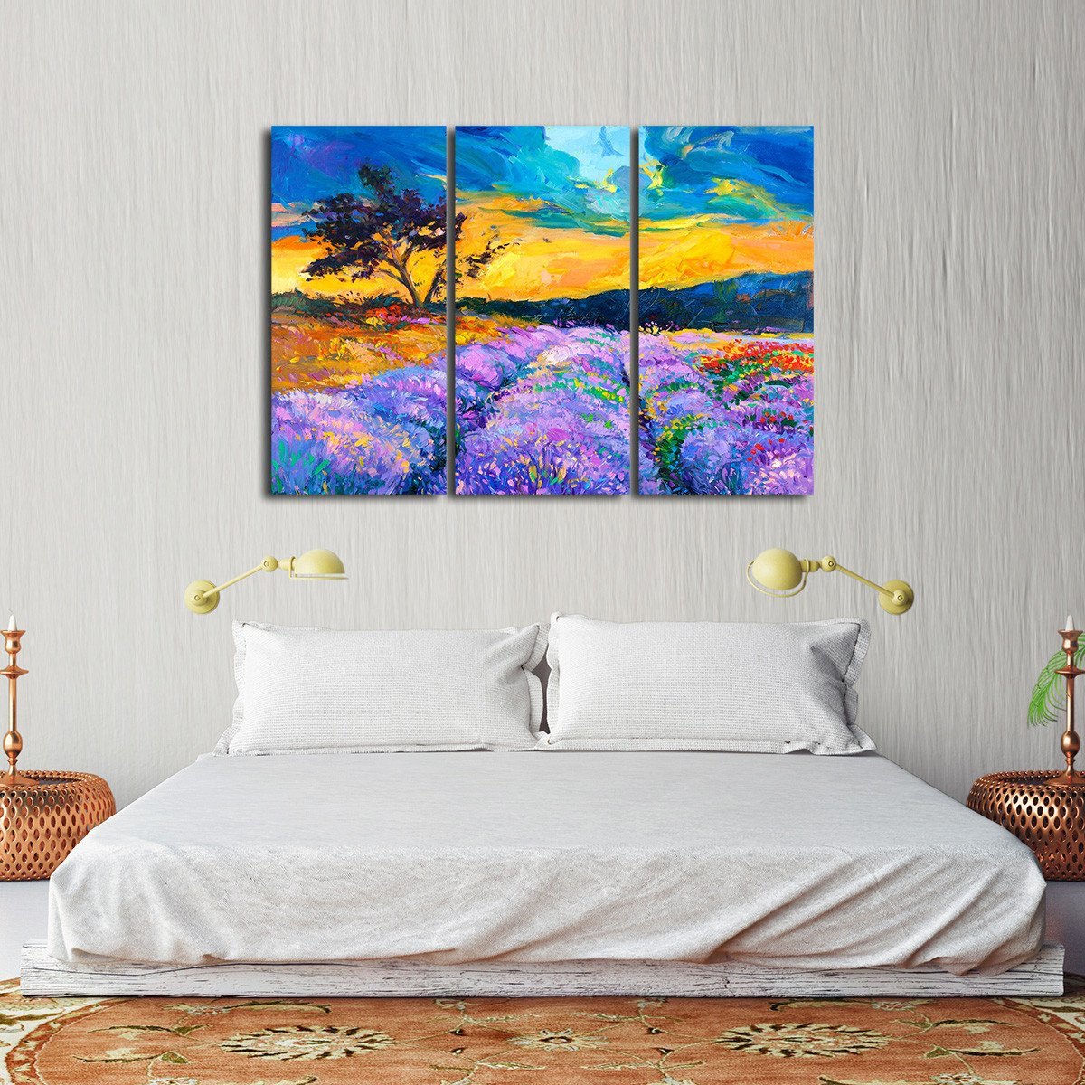 Purple Field Multi Panel Canvas Wall Art