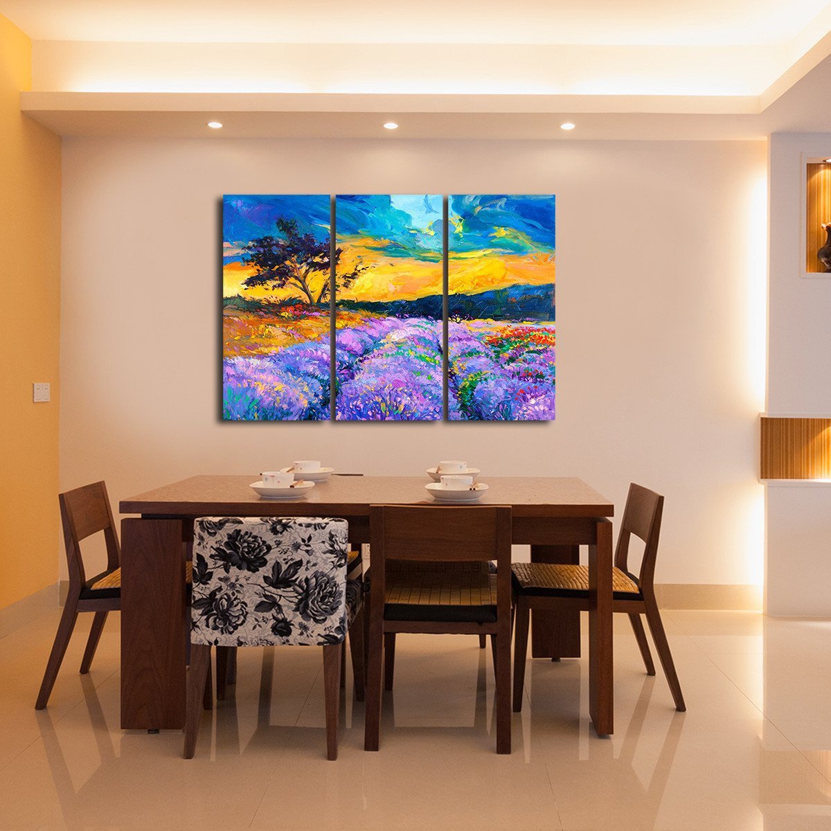 Purple Field Multi Panel Canvas Wall Art