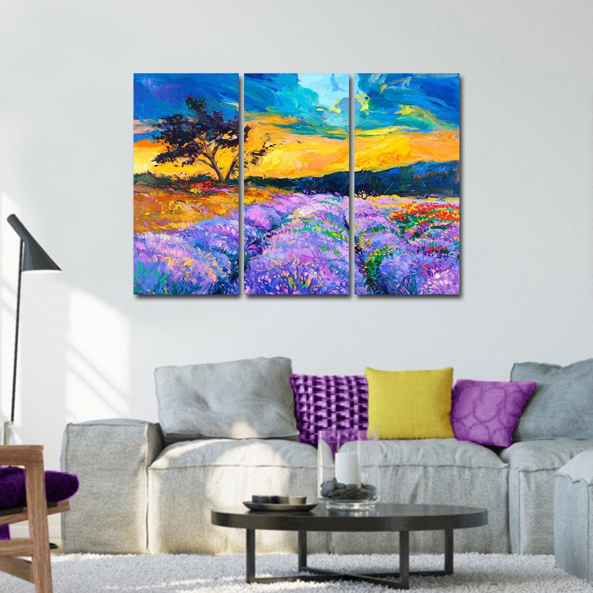 Purple Field Multi Panel Canvas Wall Art