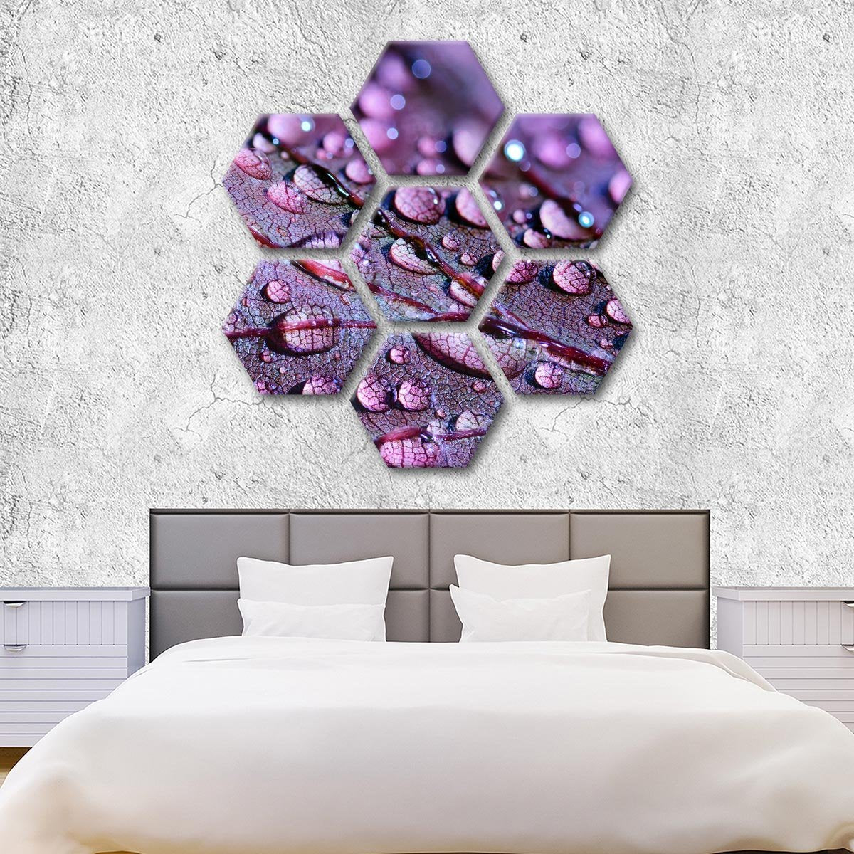 Purple Leaf Droplets Multi Panel Canvas Wall Art