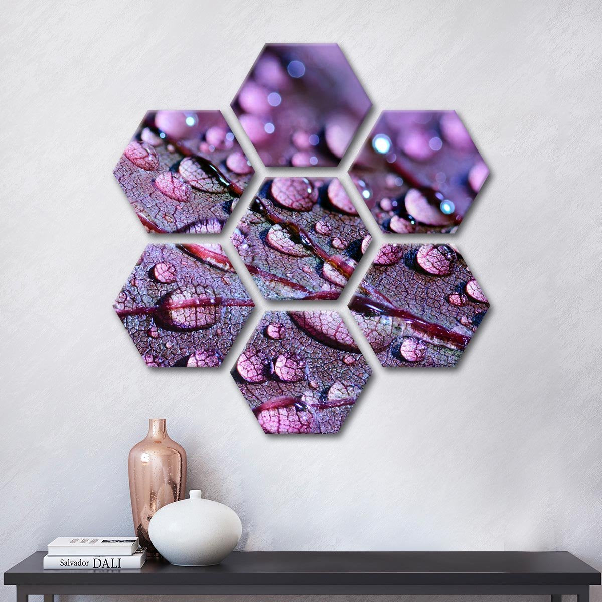 Purple Leaf Droplets Multi Panel Canvas Wall Art