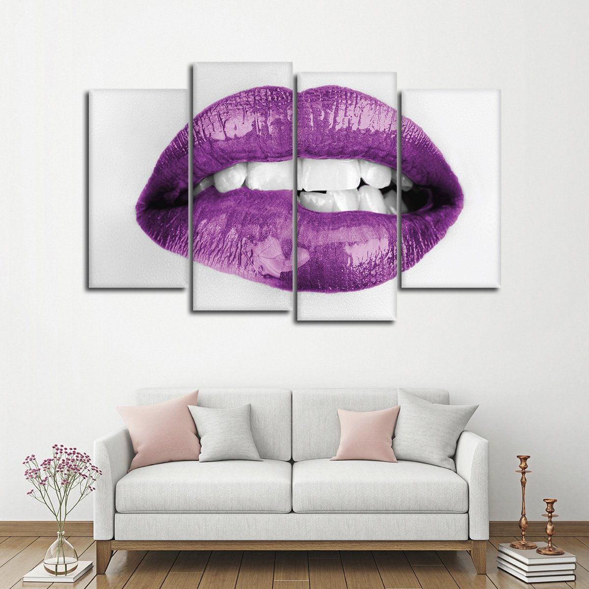 Purple Lips Multi Panel Canvas Wall Art