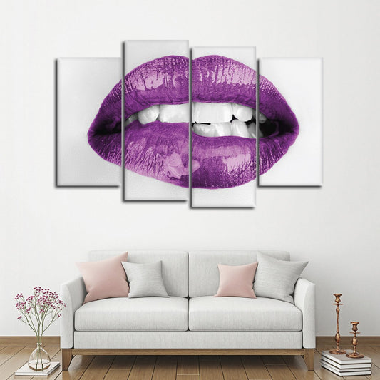 Purple Lips Multi Panel Canvas Wall Art