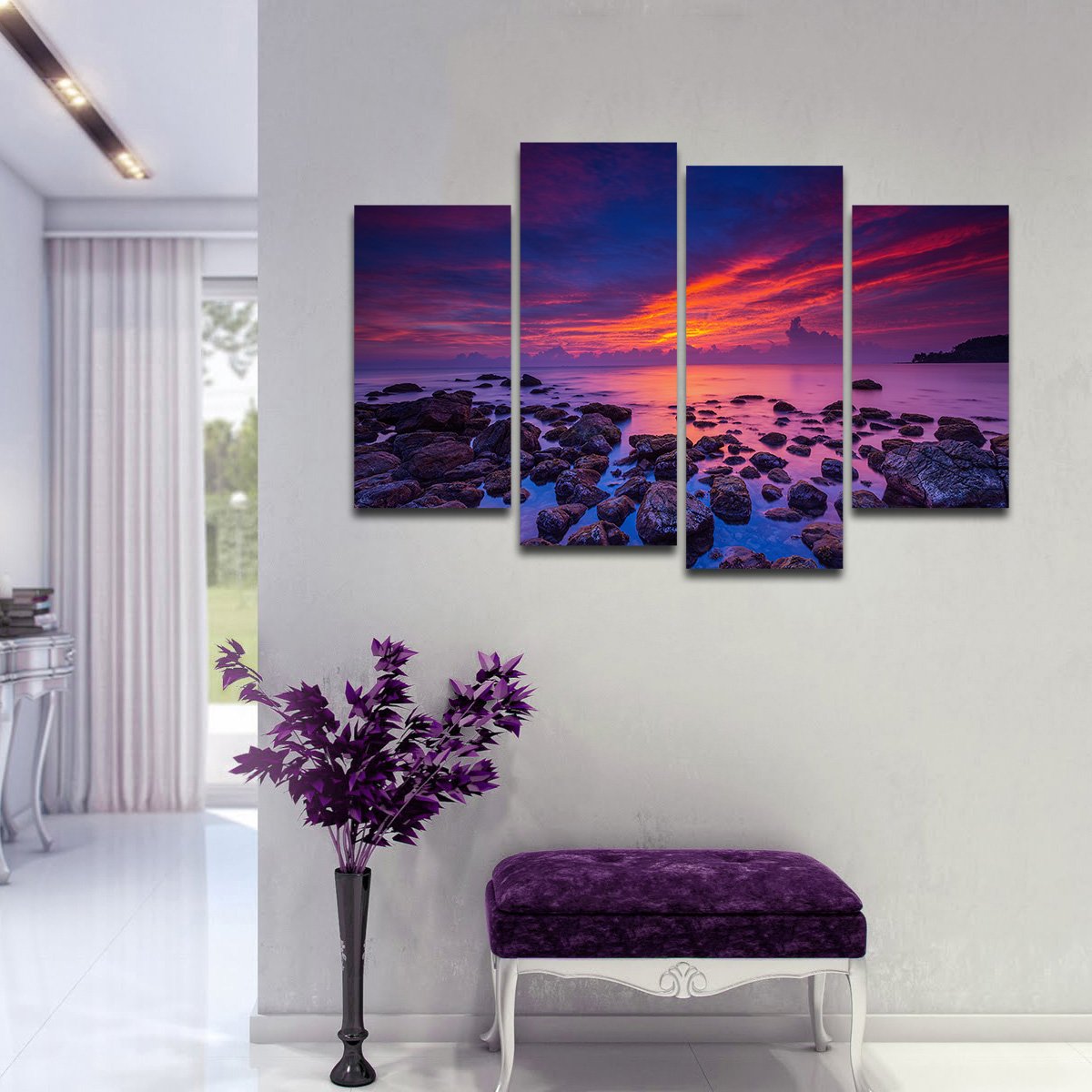 Purple Sunrise Multi Panel Canvas Wall Art