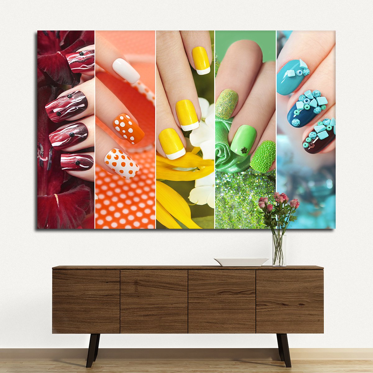 Rainbow Nails Multi Panel Canvas Wall Art