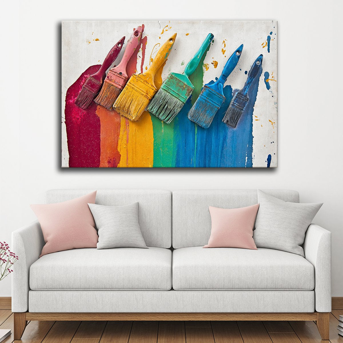 Rainbow Paintbrush Multi Panel Canvas Wall Art