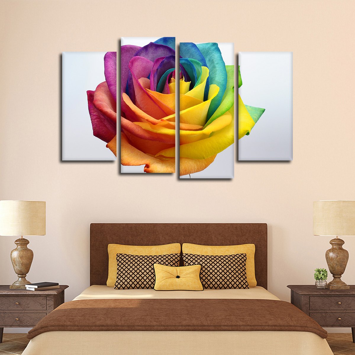 Rainbow Rose Multi Panel Canvas Wall Art