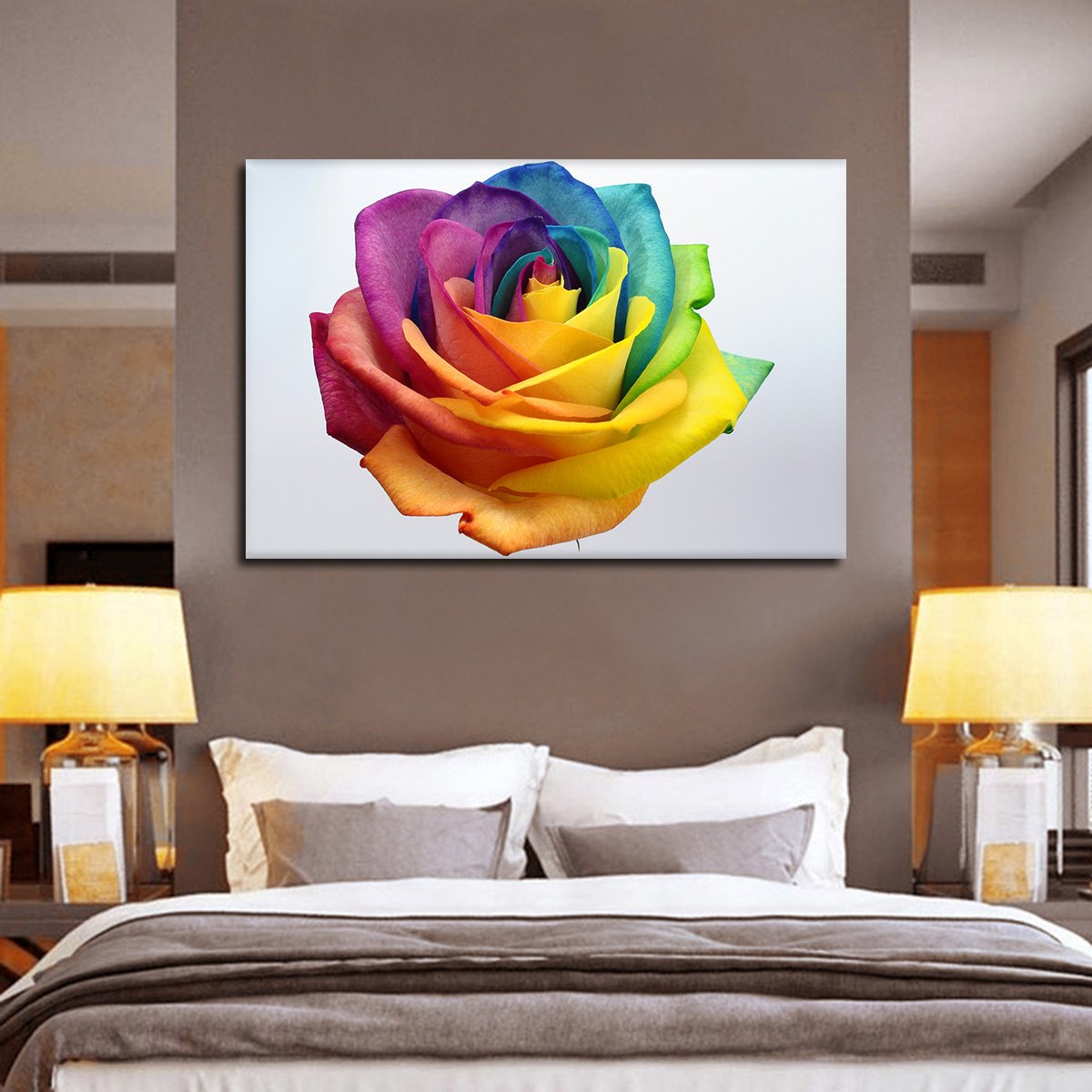 Rainbow Rose Multi Panel Canvas Wall Art