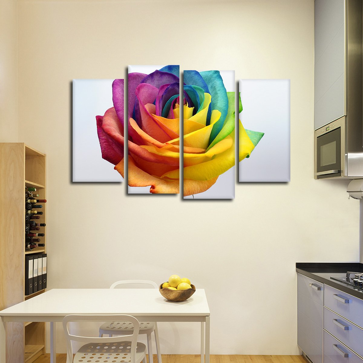 Rainbow Rose Multi Panel Canvas Wall Art