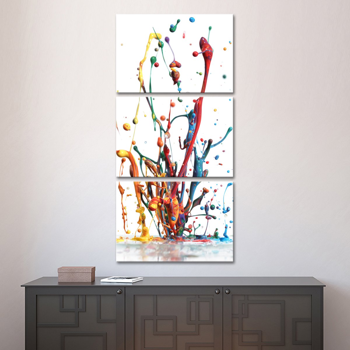 Rainbow Splash Multi Panel Canvas Wall Art