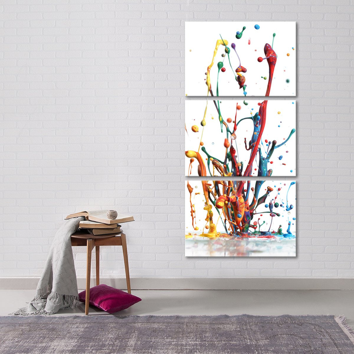 Rainbow Splash Multi Panel Canvas Wall Art