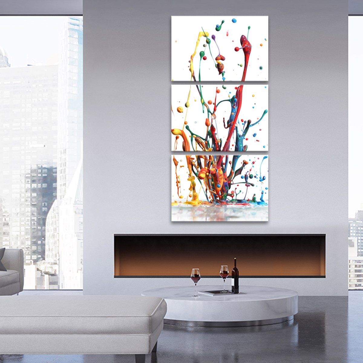 Rainbow Splash Multi Panel Canvas Wall Art