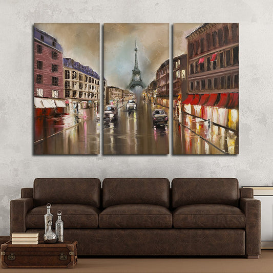 Rainy Day in Paris Multi Panel Canvas Wall Art