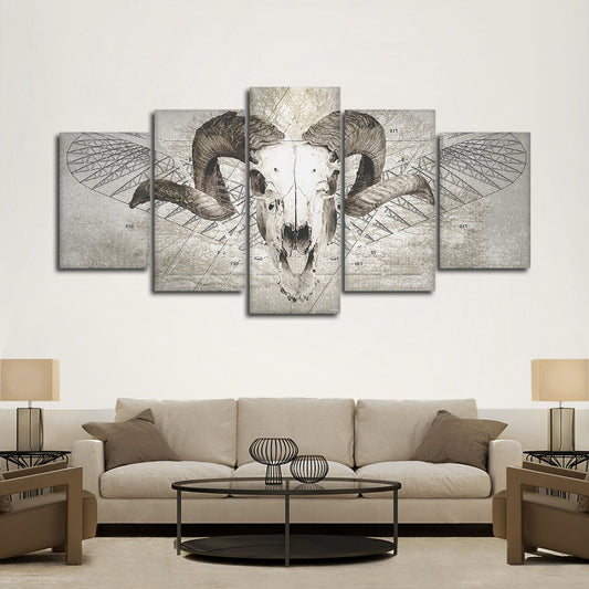 Ram Skull Multi Panel Canvas Wall Art