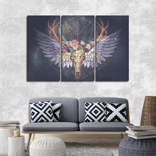 Razor Sharp Deer Skull Multi Panel Canvas Wall Art