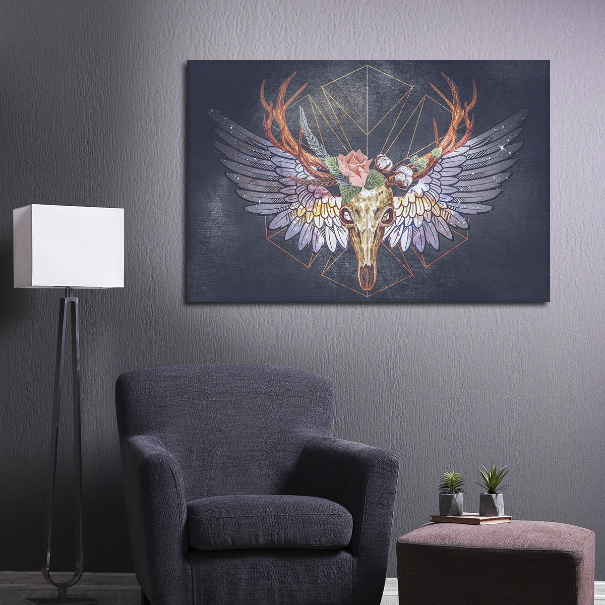Razor Sharp Deer Skull Multi Panel Canvas Wall Art