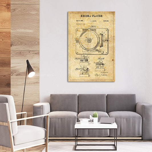 Record Player Patent Canvas Wall Art