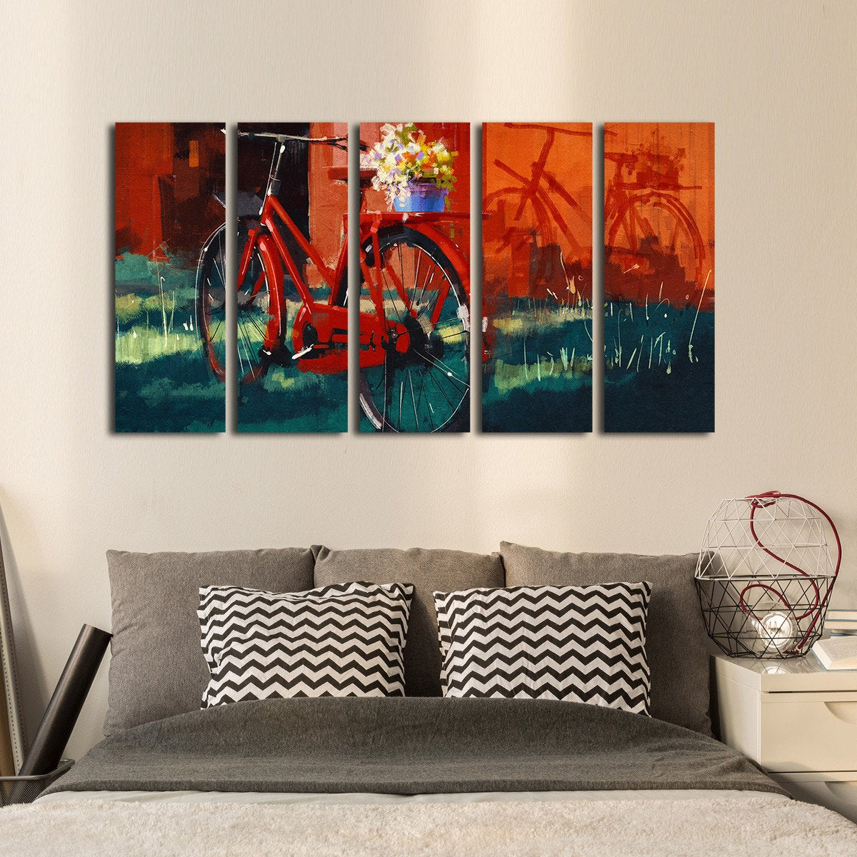 Red Bike Multi Panel Canvas Wall Art