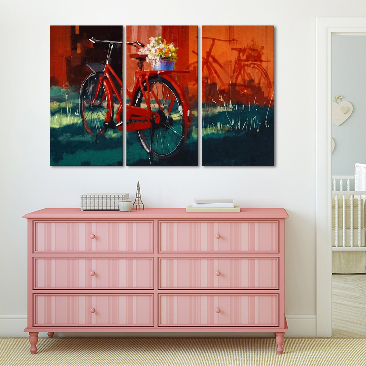 Red Bike Multi Panel Canvas Wall Art