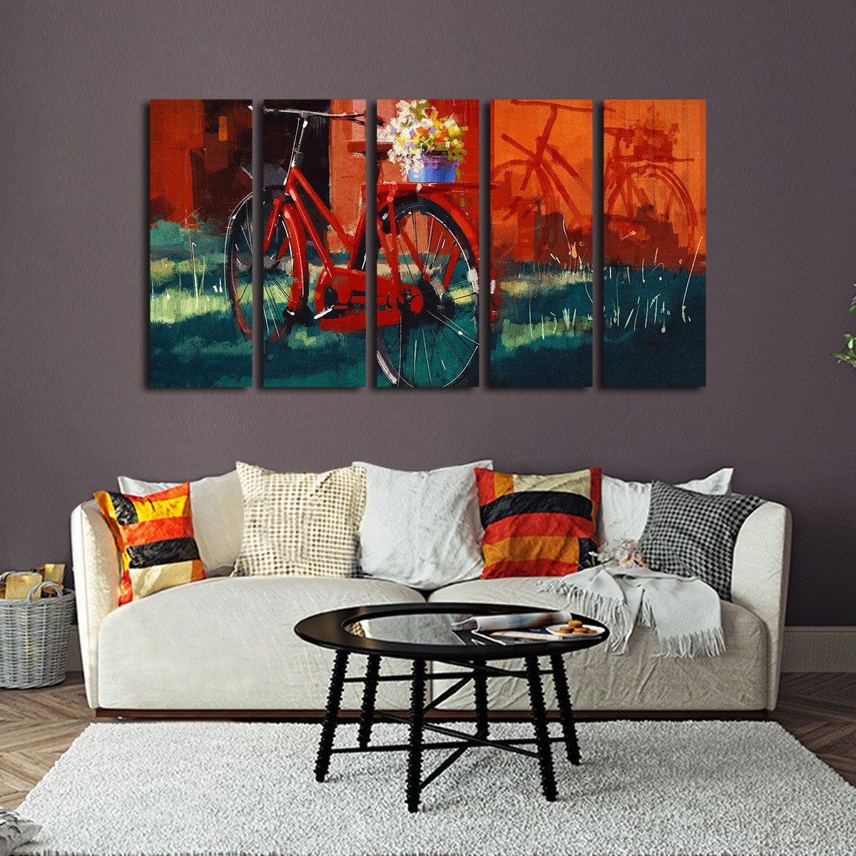 Red Bike Multi Panel Canvas Wall Art
