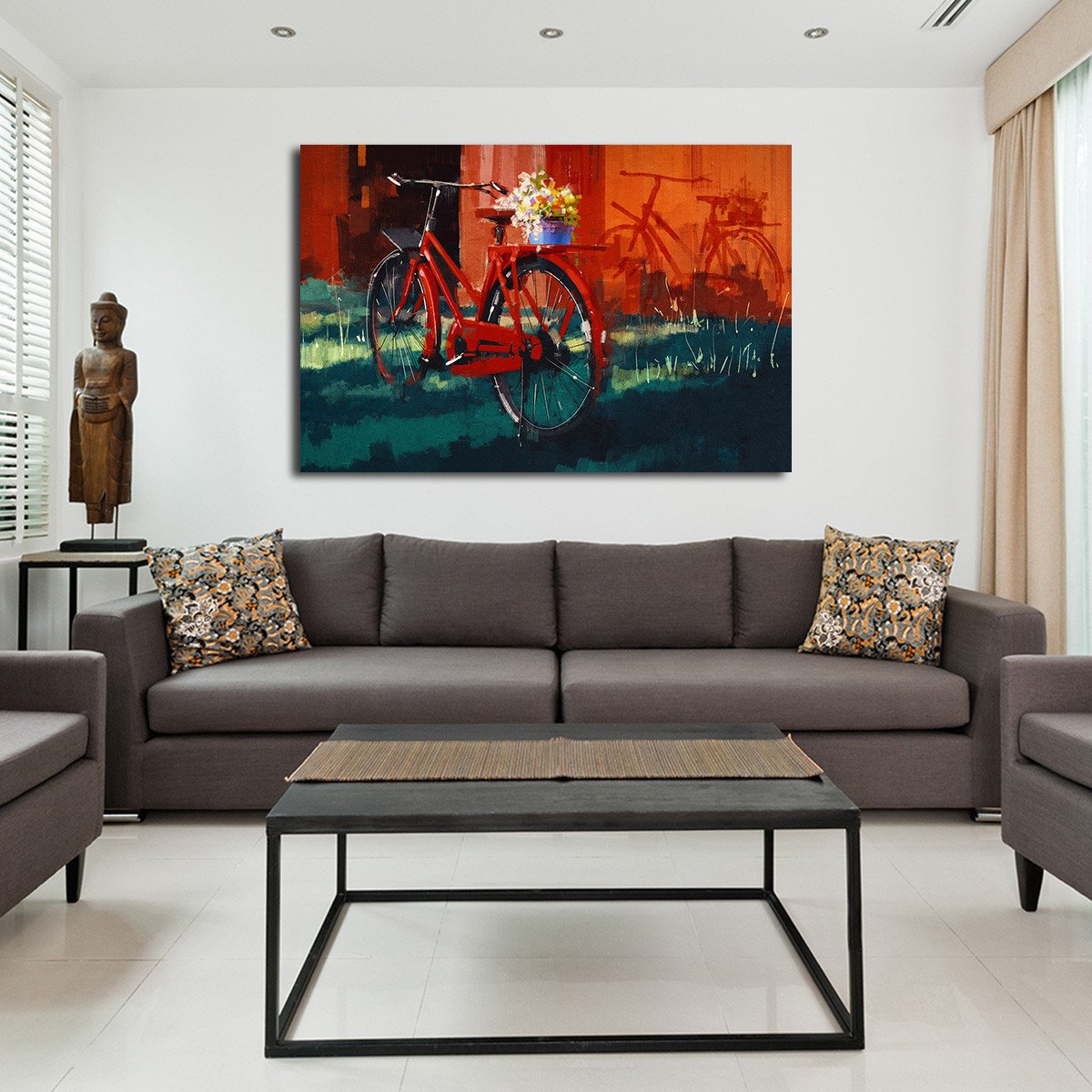 Red Bike Multi Panel Canvas Wall Art