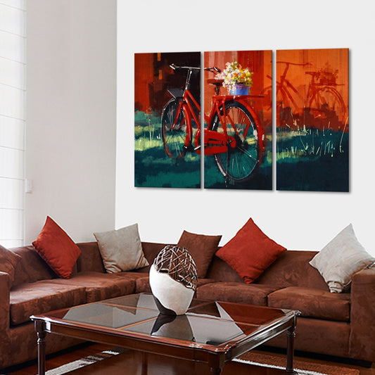 Red Bike Multi Panel Canvas Wall Art