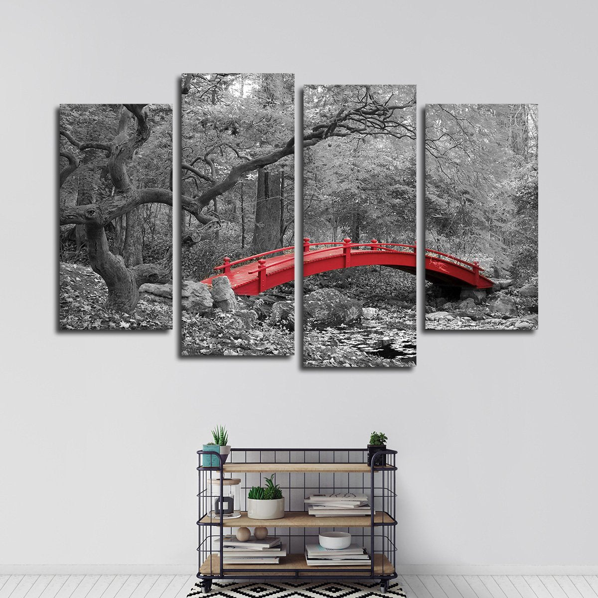 Red Bridge Pop Multi Panel Canvas Wall Art