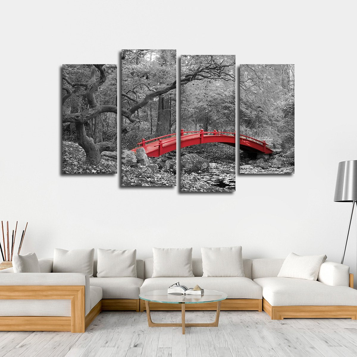Red Bridge Pop Multi Panel Canvas Wall Art