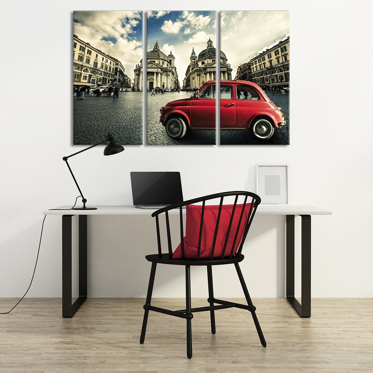 Red Car Multi Panel Canvas Wall Art
