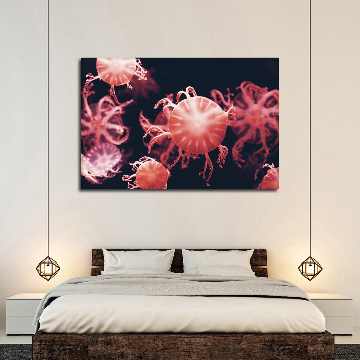 Red Jellyfish Multi Panel Canvas Wall Art