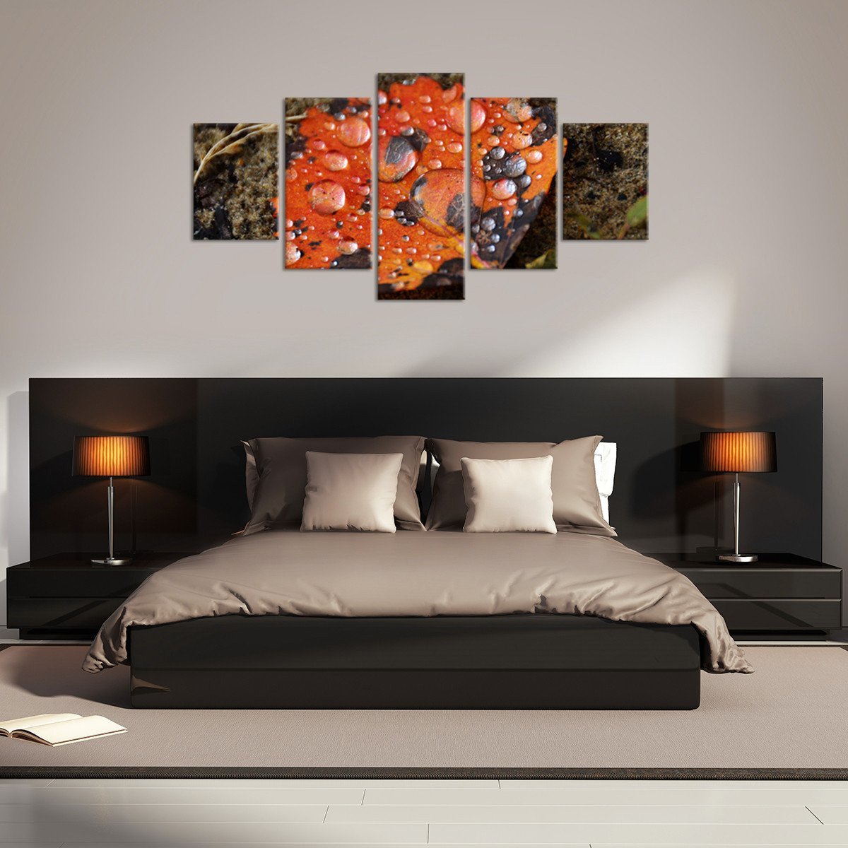 Red Leaf Multi Panel Canvas Wall Art