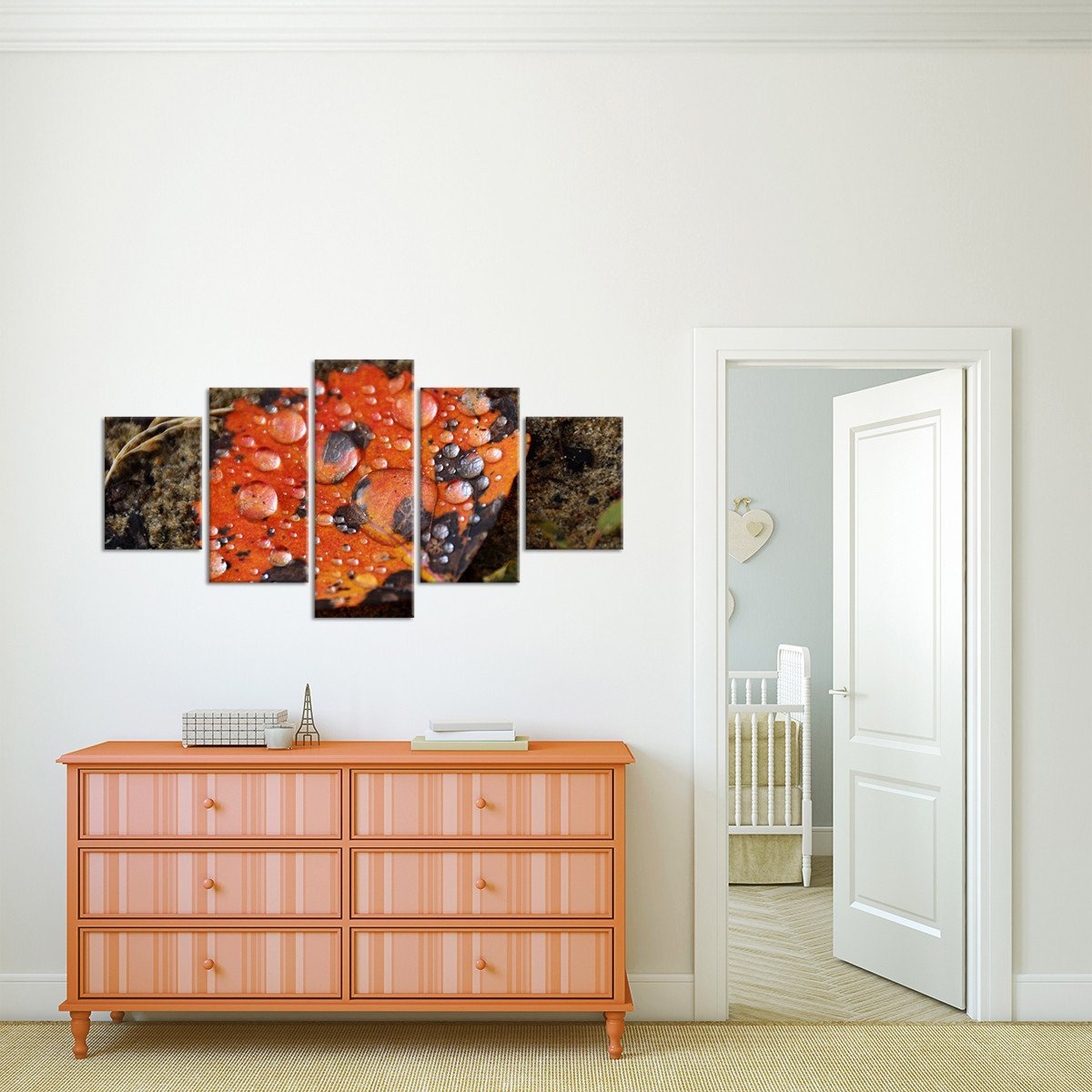Red Leaf Multi Panel Canvas Wall Art