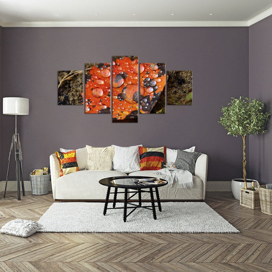 Red Leaf Multi Panel Canvas Wall Art