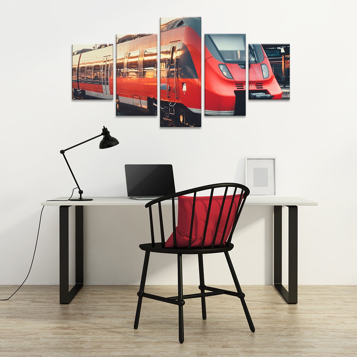 Red Train Multi Panel Canvas Wall Art