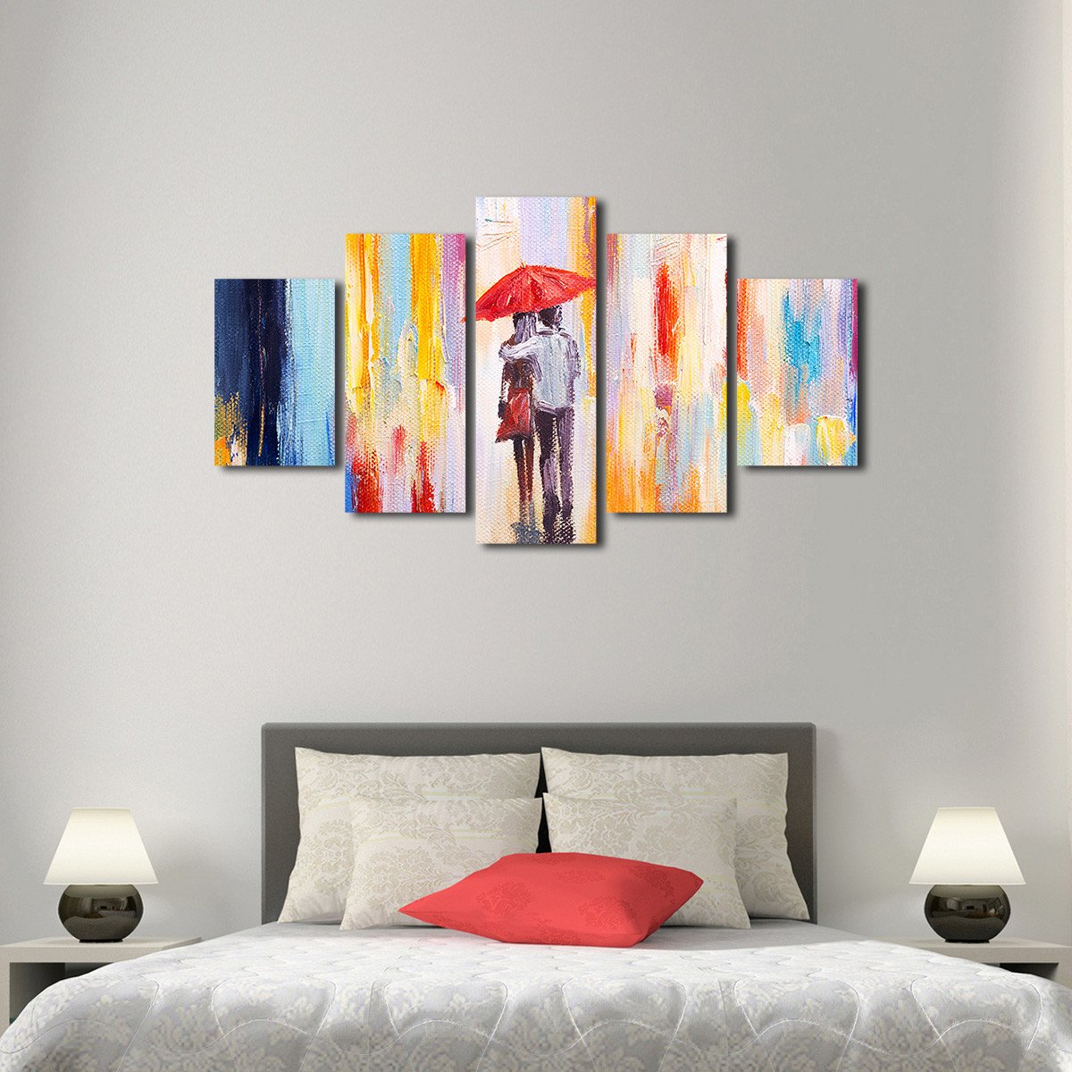 Colorful Rain Multi Panel Canvas Wall Art