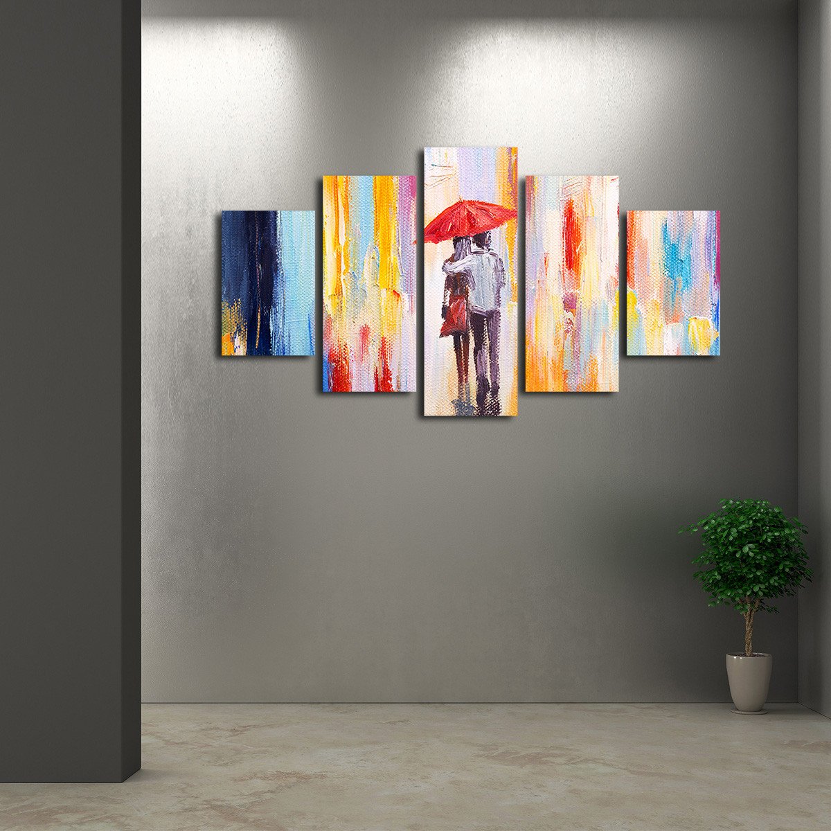 Colorful Rain Multi Panel Canvas Wall Art