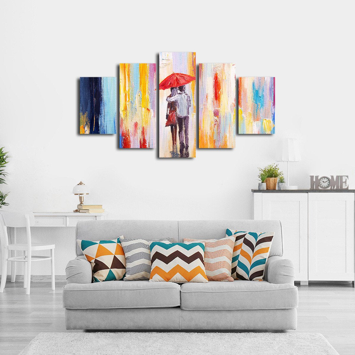 Colorful Rain Multi Panel Canvas Wall Art