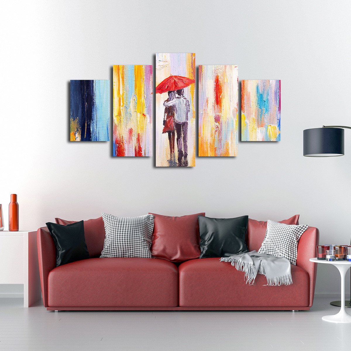 Colorful Rain Multi Panel Canvas Wall Art