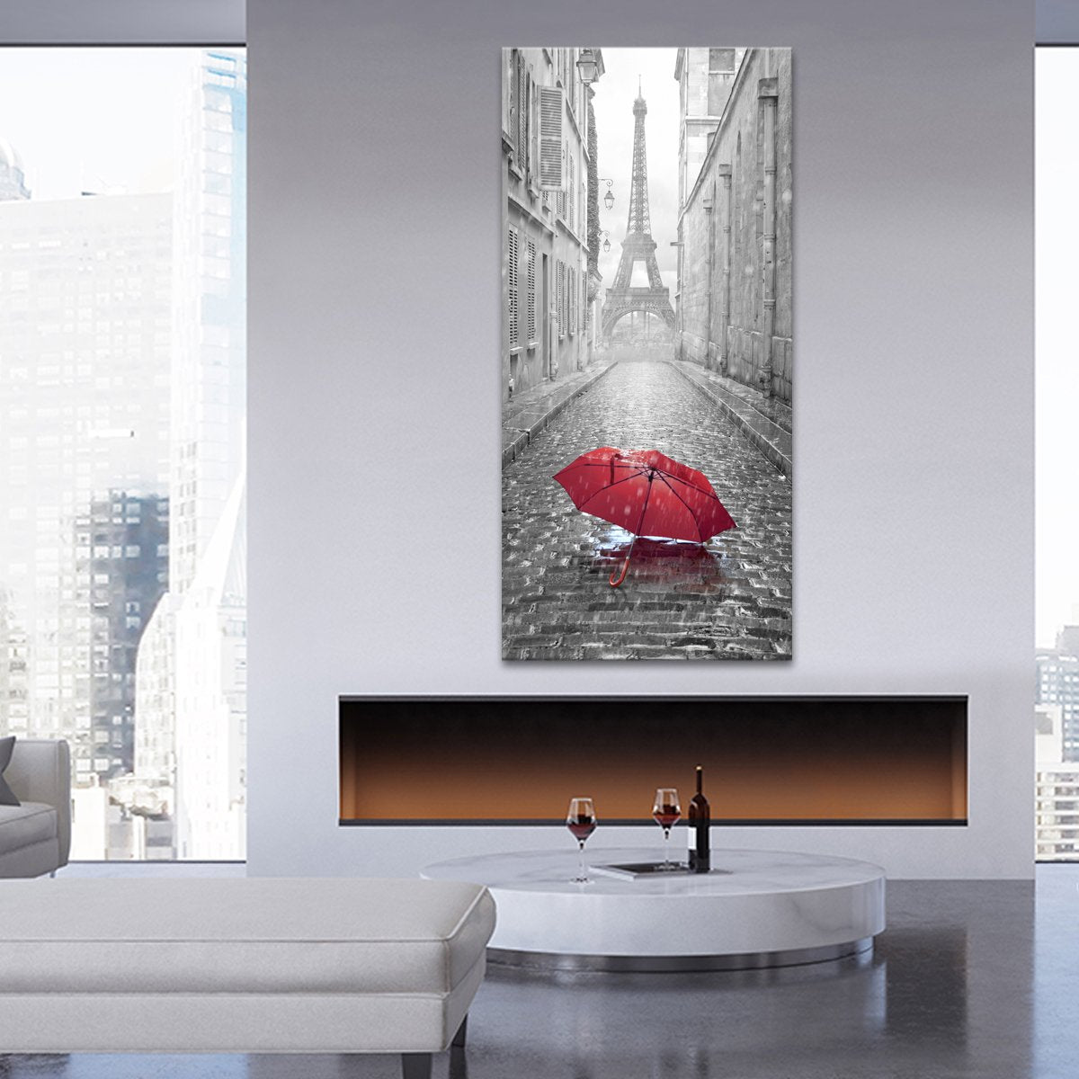 Red Umbrella Multi Panel Canvas Wall Art