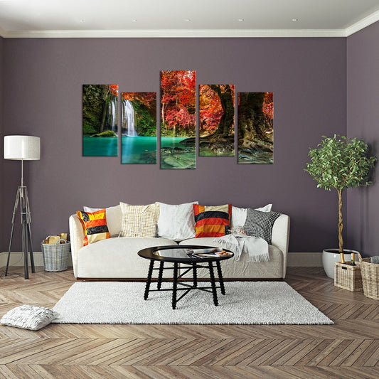 Red Waterfall Multi Panel Canvas Wall Art
