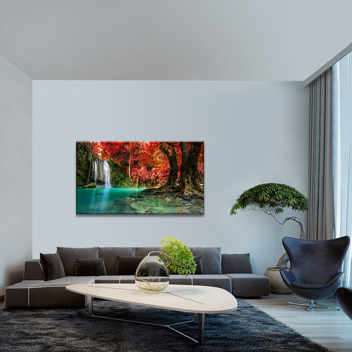 Red Waterfall Multi Panel Canvas Wall Art