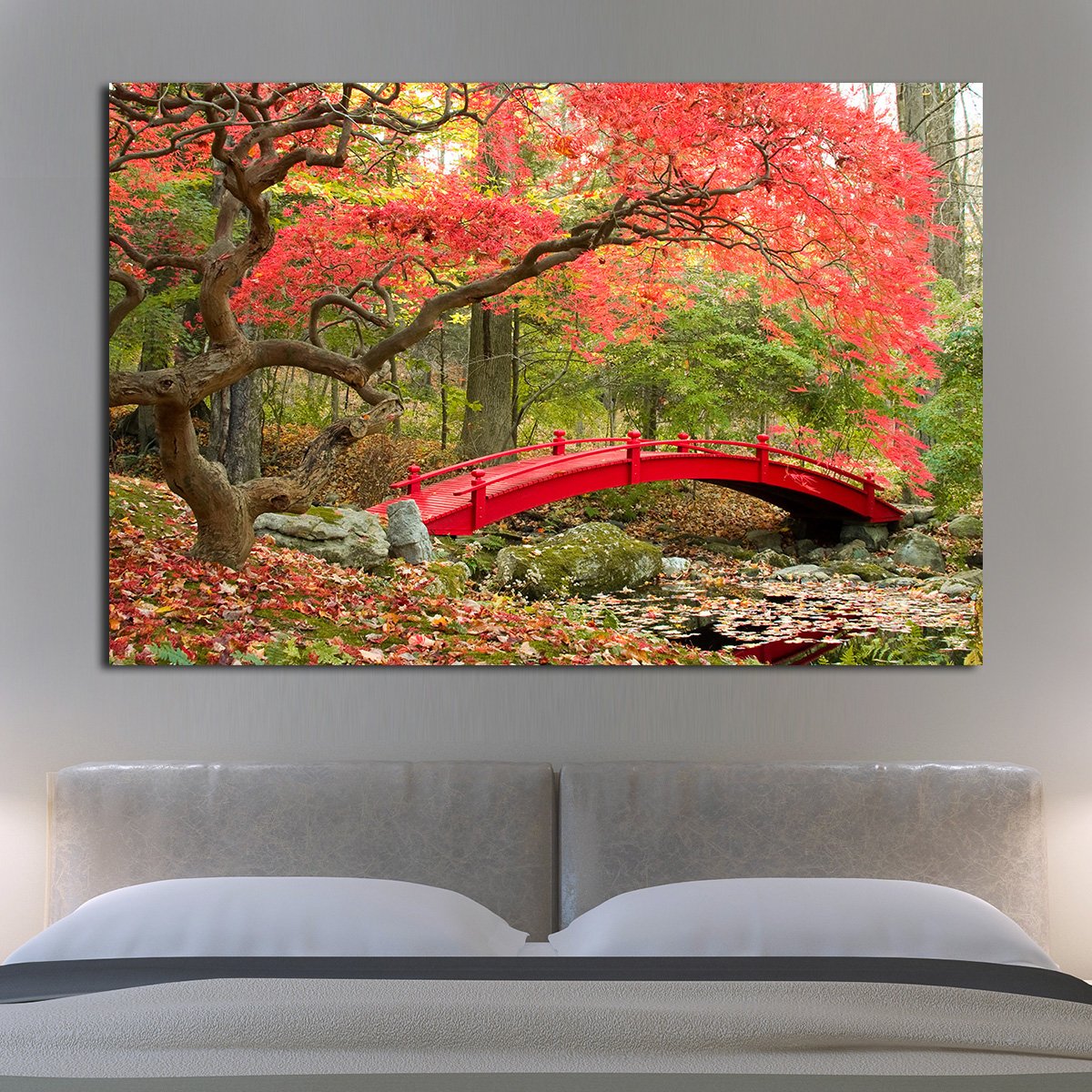 Red Bridge Multi Panel Canvas Wall Art