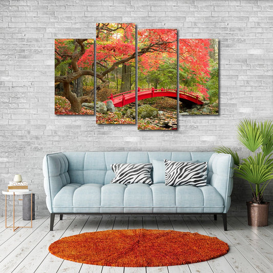 Red Bridge Multi Panel Canvas Wall Art