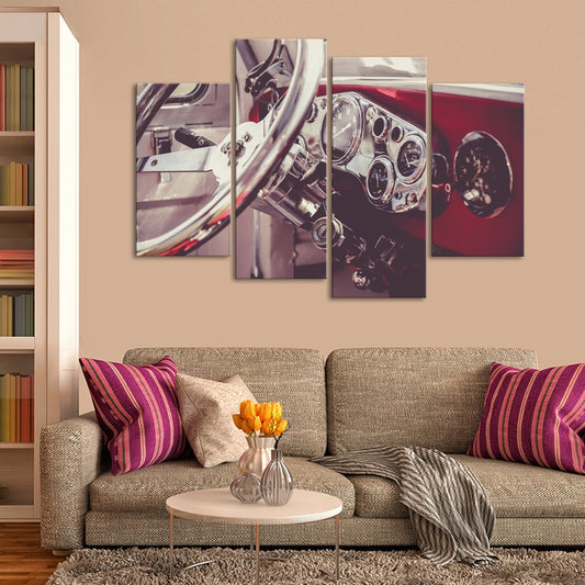 Retro Automobile Multi Panel Canvas Wall Art