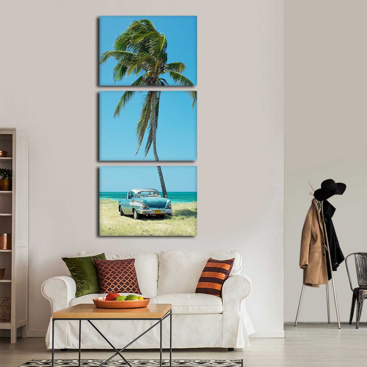 Retro Car In Havana Multi Panel Canvas Wall Art