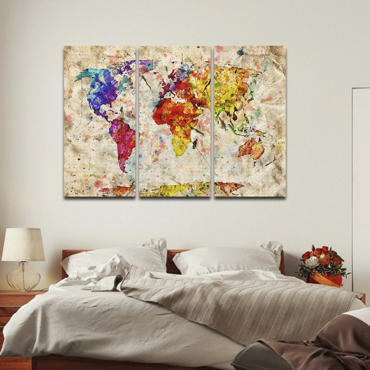 Retro Expression World Map Multi Panel Canvas Wall Art